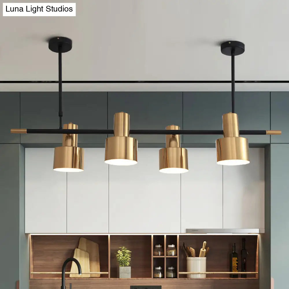 Traditional Gold Pendant Light With Drum Shade - 4/5 Lights For Dining Room Island 4 /