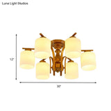 Traditional Gold Semi Flush Ceiling Light Fixture With Frosted Glass Shade - 3/5/6 Lights For