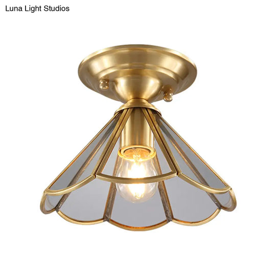 Traditional Gold Tapered Semi Flush Mount Ceiling Light For Living Room