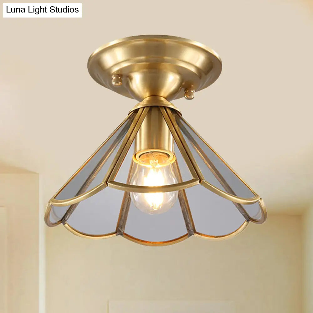 Traditional Gold Tapered Semi Flush Mount Ceiling Light For Living Room