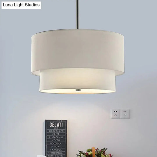 Traditional Layered Tier Chandelier - 3-Light Ceiling Light In Black/White/Flaxen 16/19.5/23.5 Wide