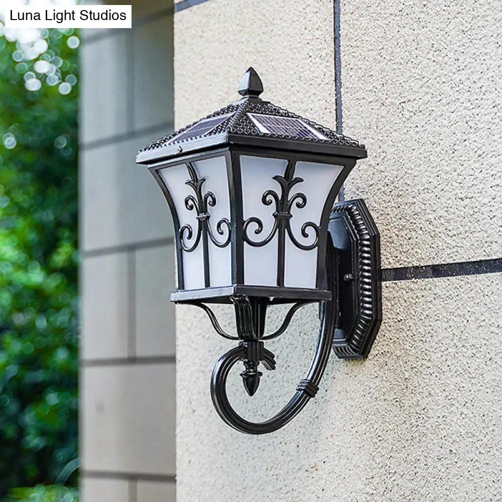 Traditional Led Solar Wall Light - Flared Square Acrylic Design
