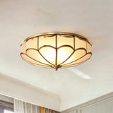 Traditional Opal Glass Dome Flush Mount Chandelier - 14’/18’ Wide 3/4 Bulbs Brass Ceiling / 14’