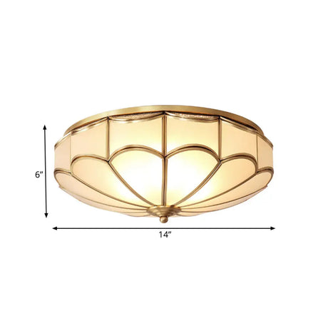 Traditional Opal Glass Dome Flush Mount Chandelier - 14/18 Wide 3/4 Bulbs Brass Ceiling