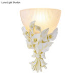 Traditional Prismatic Glass Wall Lamp With Green Bouquet Detail For Living Room Sconce