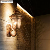 Traditional Ripple Glass Outdoor Wall Light With Bronze Bell Mount - 1-Light Lighting