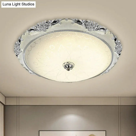 Traditional Round Glass Led Flush Light In Silver/Gold - 12’/16’/19.5’ Width