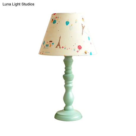 Traditional Style 1-Light Barrel Desk Lamp In White/Blue/Purple With Red Fabric Shade - Ideal Task