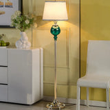 Traditional Style Conical Shade Floor Lamp With Fabric Beige