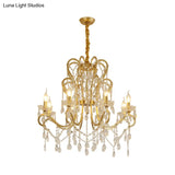 Traditional-Style Gold Crystal Chandelier - 4/6/8 Lights Living Room Hanging Light Fixture