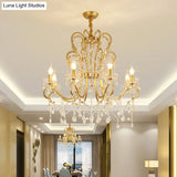 Traditional-Style Gold Crystal Chandelier - 4/6/8 Lights Living Room Hanging Light Fixture