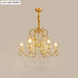 Traditional-Style Gold Crystal Chandelier - 4/6/8 Lights Living Room Hanging Light Fixture