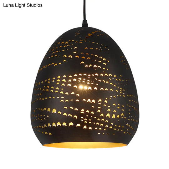 Traditional Urn Ceiling Light - 8/10 Wide 1-Head Metal Fixture In Black