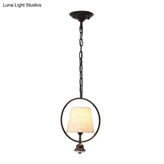 Traditional White Fabric Dining Room Pendant Ceiling Light Fixture