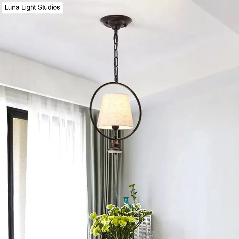Traditional White Fabric Dining Room Pendant Ceiling Light Fixture