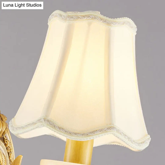 Traditional White Flared Wall Lamp With Jade Deco - Perfect Dining Room Lighting