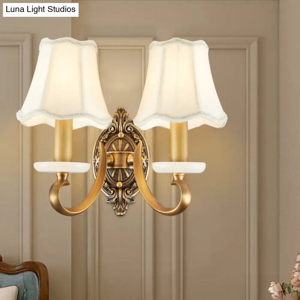 Traditional White Flared Wall Lamp With Jade Deco - Perfect Dining Room Lighting