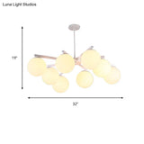 Traditional White Glass Globe Chandelier - 3/6/8 Light Pendant Fixture For Dining Room