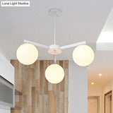 Traditional White Glass Globe Chandelier - 3/6/8 Light Pendant Fixture For Dining Room
