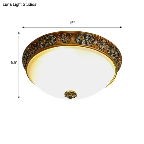 Traditional Wood Resin 3 - Head Flush Mount Ceiling Light For Hallway - 12’/15’/19’ Wide