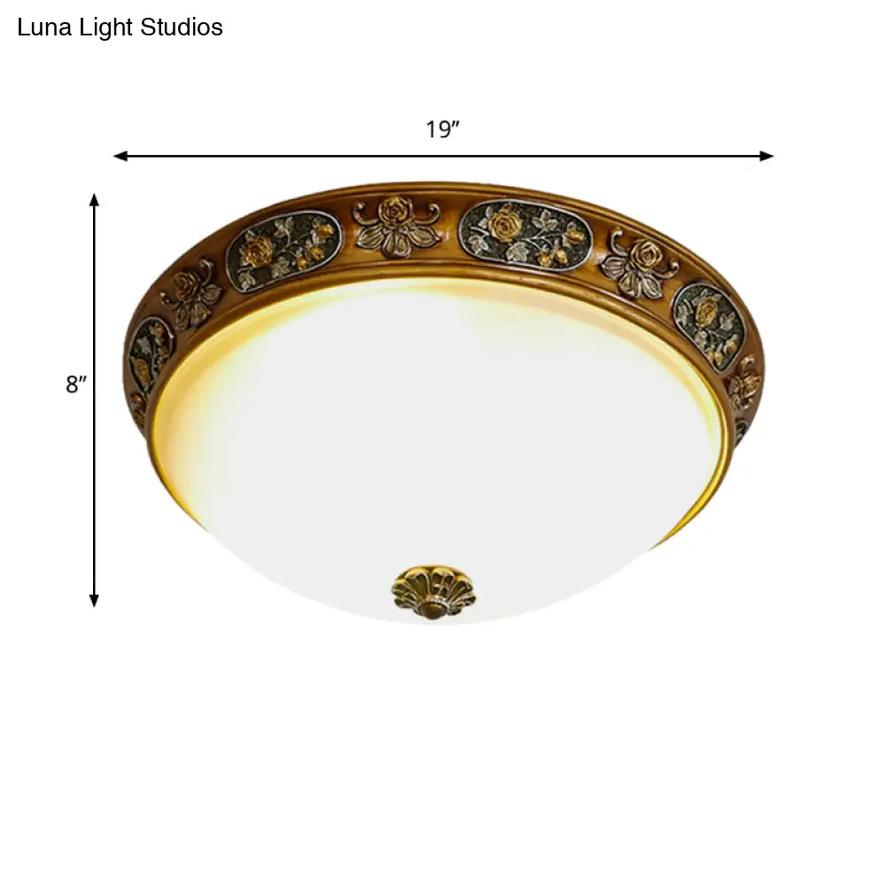 Traditional Wood Resin 3 - Head Flush Mount Ceiling Light For Hallway - 12’/15’/19’ Wide