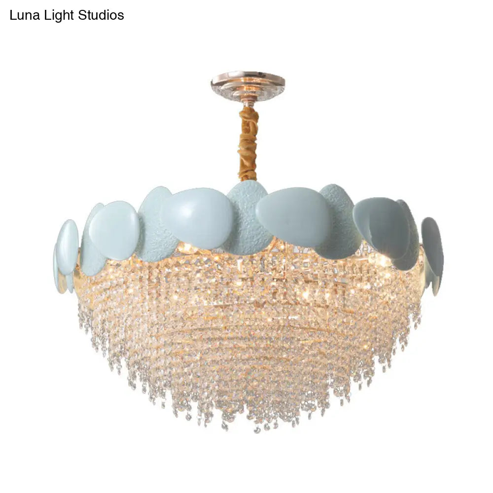 Sleek 9-Light Clear Crystal Chandelier Timeless Cascading Suspension Pendant