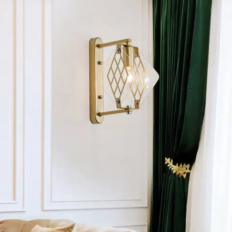 Traditionary Metal Wall Mounted Brass Sconce With Prismatic Clear Glass Design - Candle Light