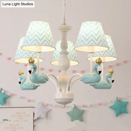 Trapezoid Shade Hanging Ceiling Lamp With Swan Fabric: Nordic Chandelier For Bedrooms