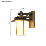 Trapezoid Wall Lamp With 1 Light - 7.5/10 Wide Opaque Glass Mounted Lighting In Black/Brass