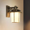 Trapezoid Wall Lamp With 1 Light - 7.5/10 Wide Opaque Glass Mounted Lighting In Black/Brass Brass /
