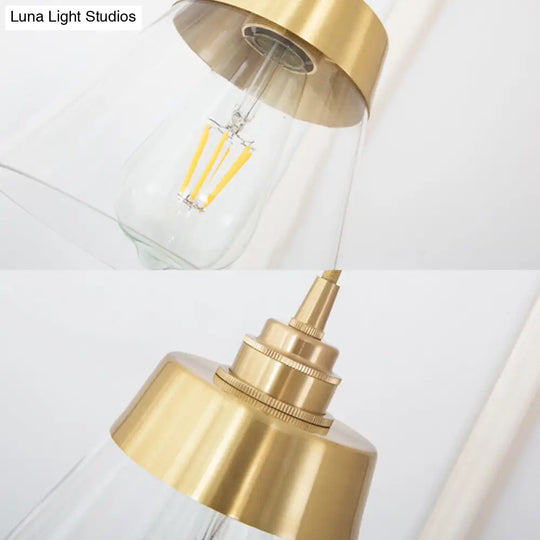 Contemporary Trapezoid Shade Pendant Lamp With Transparent Glass - Perfect Lighting Fixture For