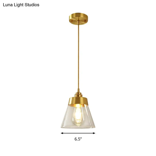 Trendy Trapezoid Glass Pendant Lamp For Cafe - Modern One-Light Shade Hanging Fixture