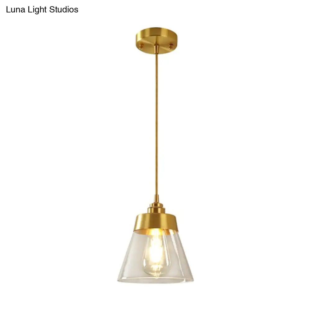 Trendy Trapezoid Glass Pendant Lamp For Cafe - Modern One-Light Shade Hanging Fixture