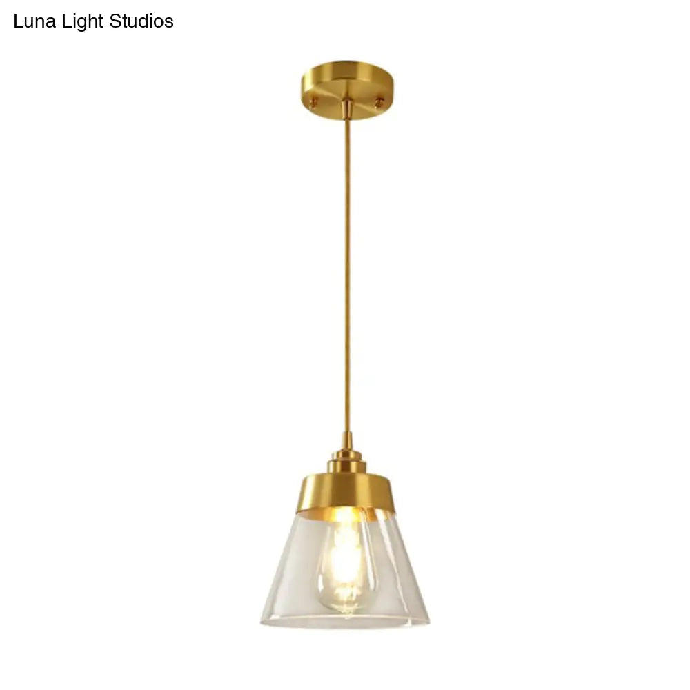 Contemporary Trapezoid Shade Pendant Lamp With Transparent Glass - Perfect Lighting Fixture For