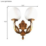 Tulip White Glass Wall Sconce - 1/2-Bulb Living Room Lighting Fixture