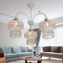 Turkish Beaded Lantern Chandelier - 3 Head White/Red Acrylic Hollowed-Out Ceiling Light For Dining