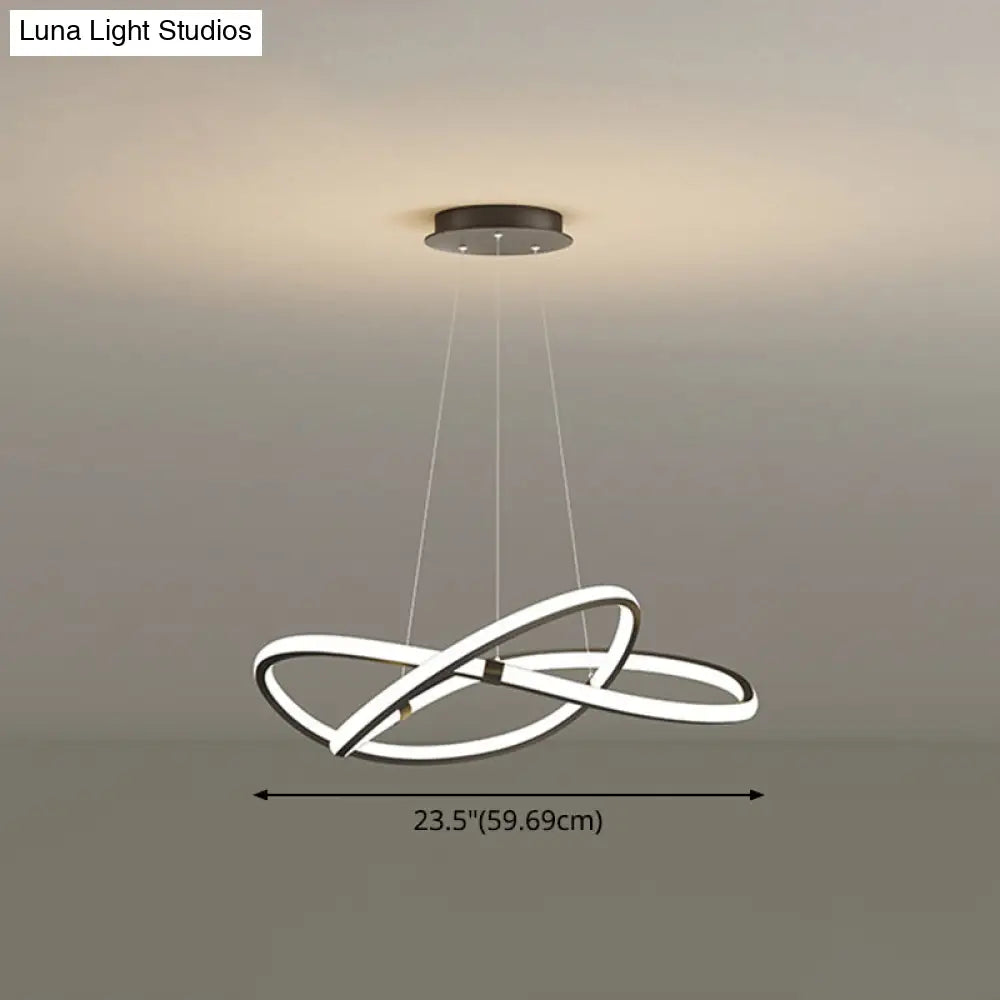 Modern Twist Chandelier Pendant Light For Living Room - Sleek Metal Design