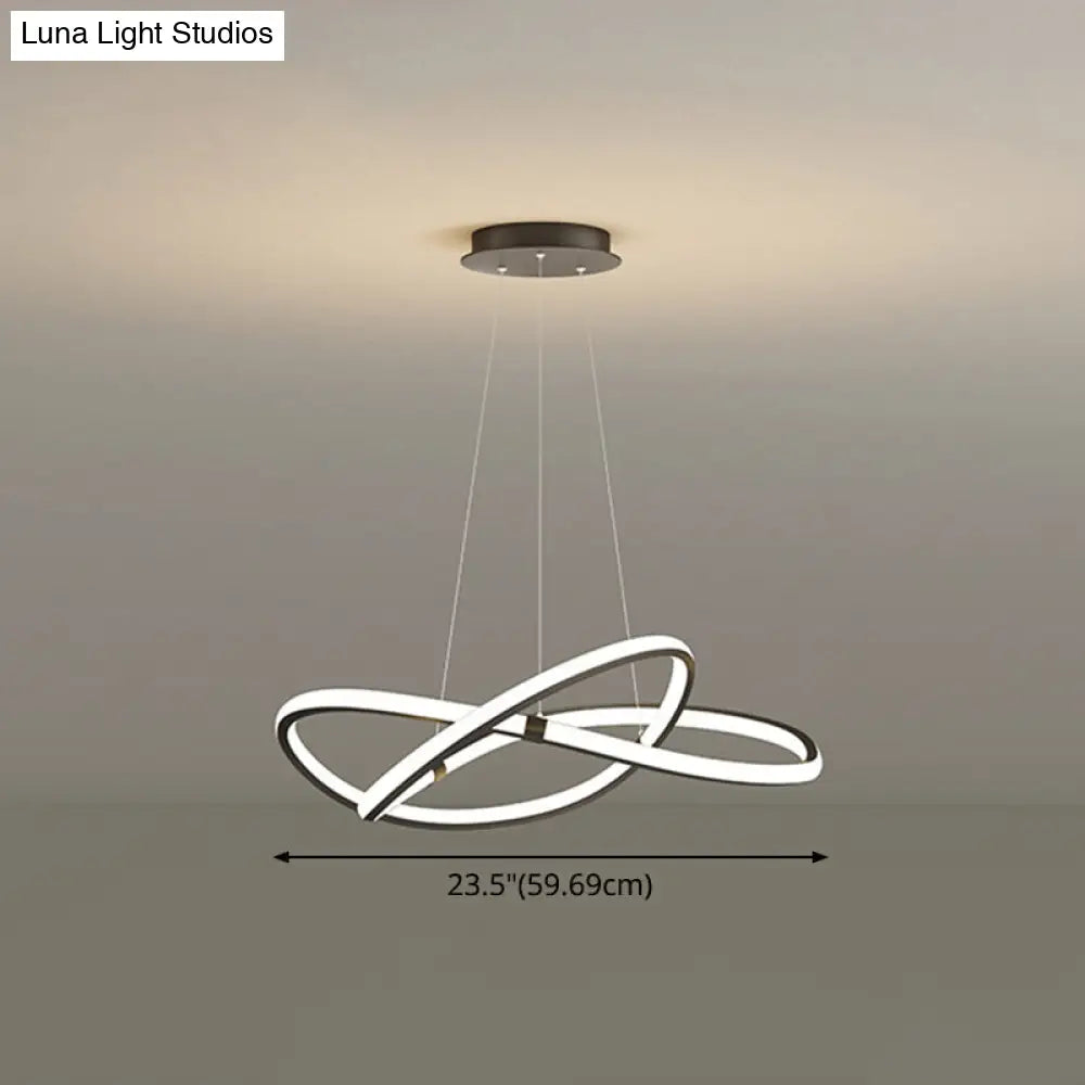 Modern Twist Chandelier Pendant Light For Living Room - Sleek Metal Design