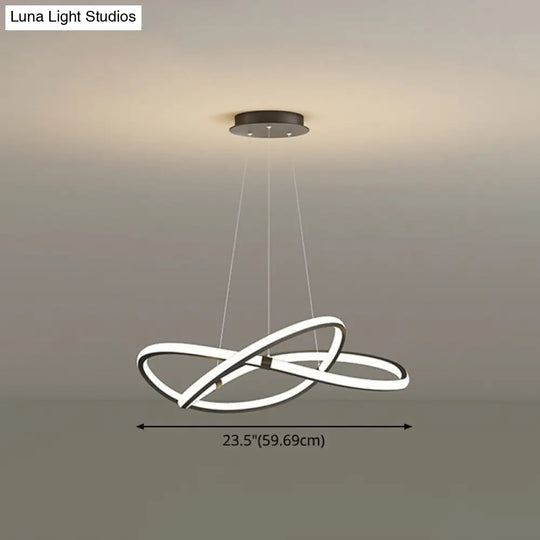 Modern Twist Chandelier Pendant Light For Living Room - Sleek Metal Design