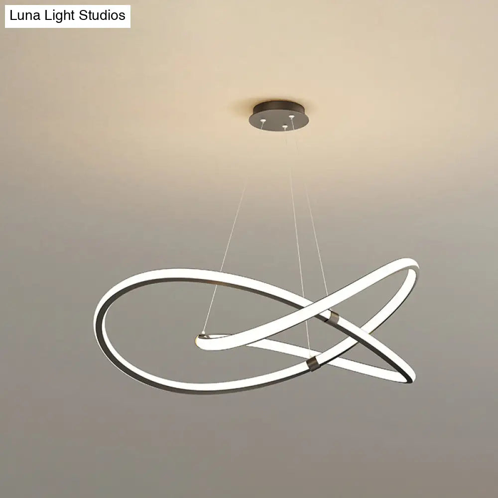 Modern Twist Chandelier Pendant Light For Living Room - Sleek Metal Design Black / 39.5 Remote
