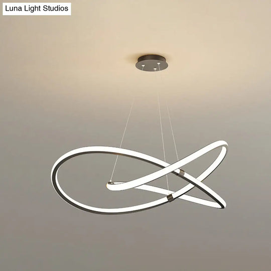 Modern Twist Chandelier Pendant Light For Living Room - Sleek Metal Design Black / 39.5 Remote