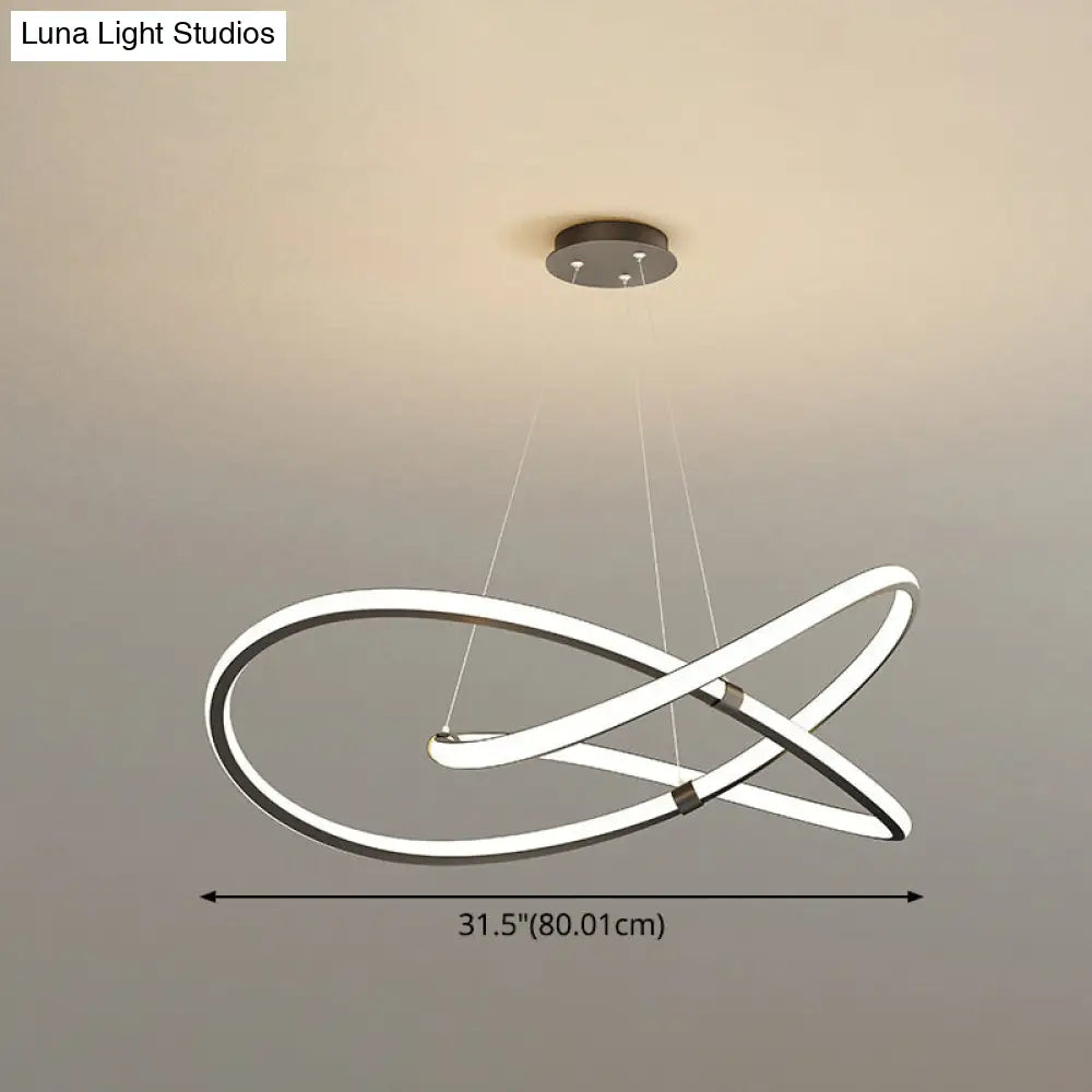 Modern Twist Chandelier Pendant Light For Living Room - Sleek Metal Design