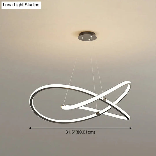 Modern Twist Chandelier Pendant Light For Living Room - Sleek Metal Design