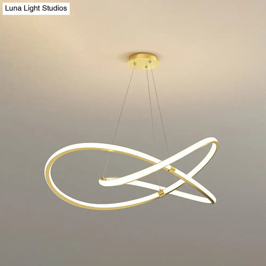 Modern Twist Chandelier Pendant Light For Living Room - Sleek Metal Design Gold / 31.5 White