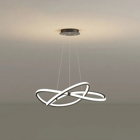 Twist Chandelier Metal Pendant Light For Living Room - Ultra-Modern Design Black / 23.5’ Remote