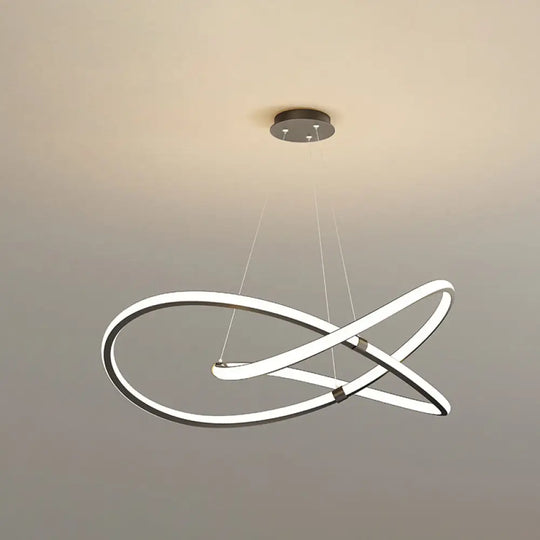 Twist Chandelier Metal Pendant Light For Living Room - Ultra-Modern Design Black / 39.5’ Remote