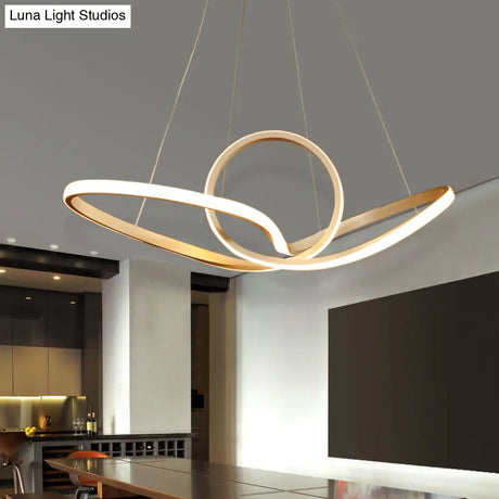 Twist Led Nordic Style Gold Chandelier For Living Room - Acrylic Suspension Light