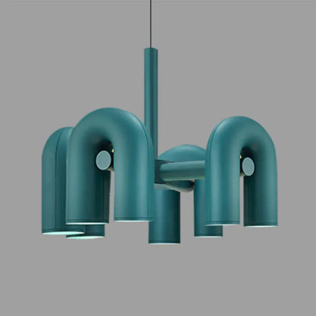 U-Shaped Led Chandelier: Sleek Metal Art Deco Lighting For Living Room 4 / Green