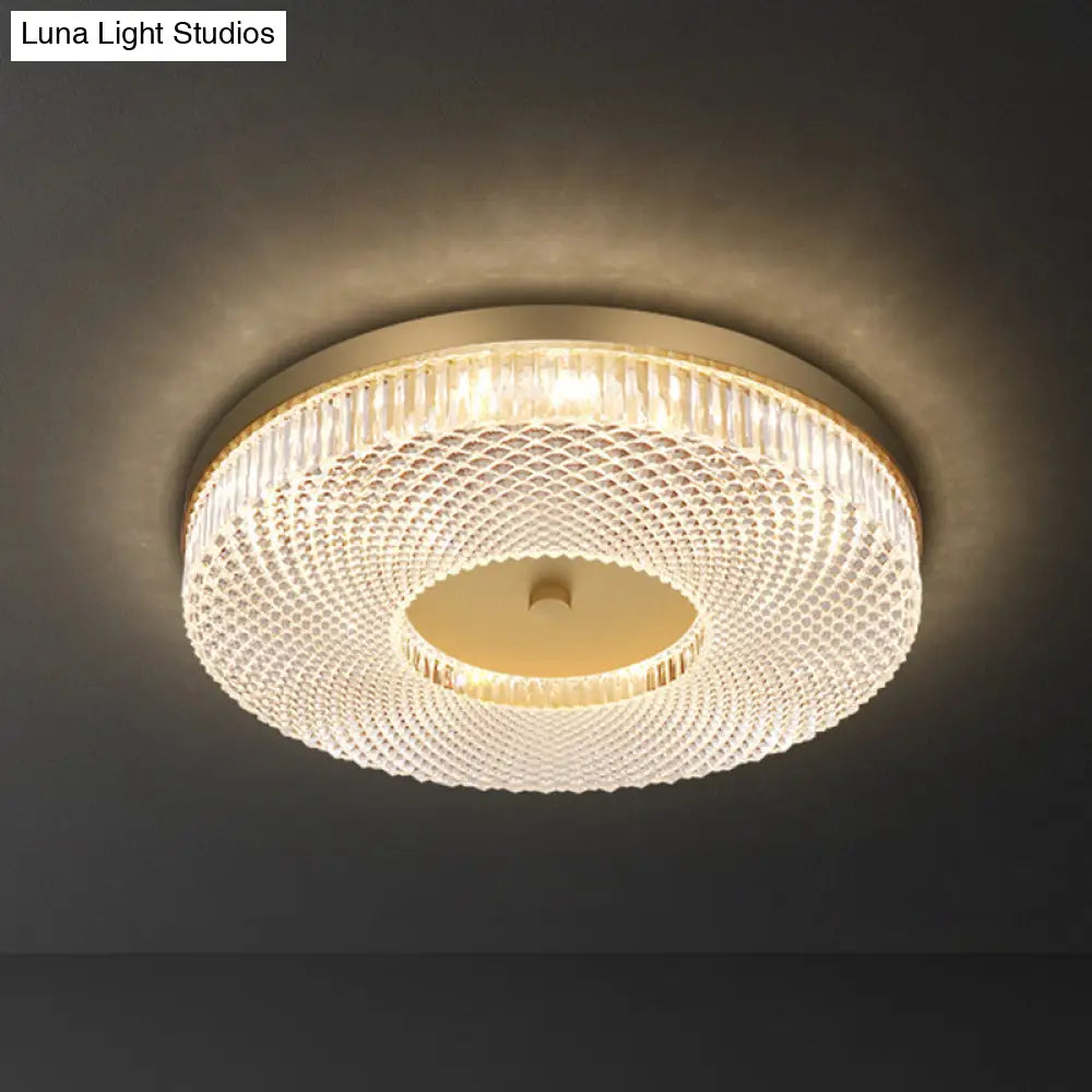 Ultra-Contemporary Crystal Round Flush Mount Ceiling Light For Bedroom
