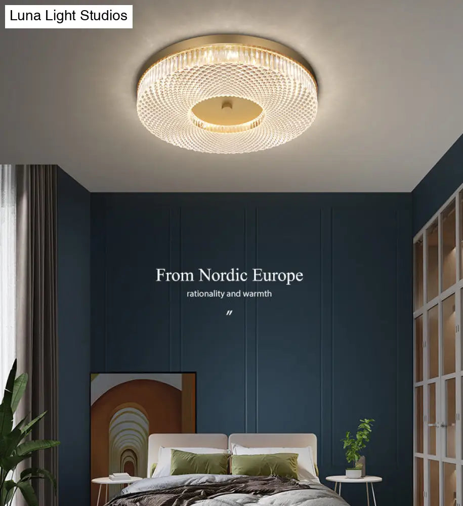 Ultra-Contemporary Crystal Round Flush Mount Ceiling Light For Bedroom